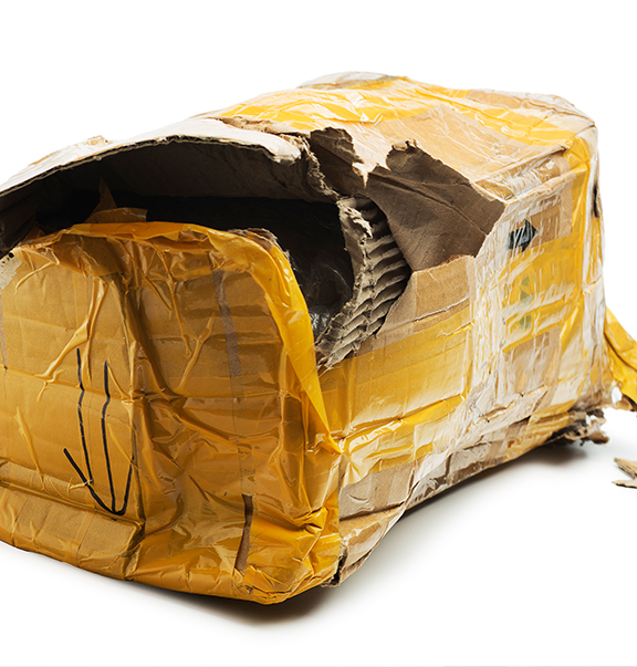 Photo of package that was damaged in shipping