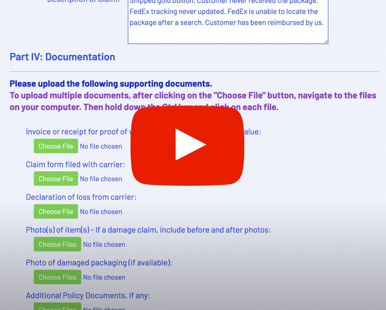Screenshot of a help video